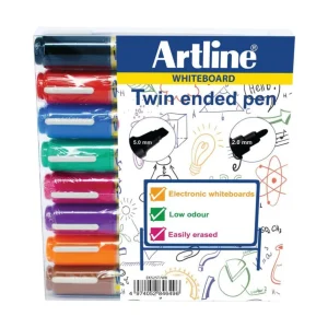 Artline 2-in-1 Whiteboard Marker Bullet/Chisel Tip (Pack of 8)