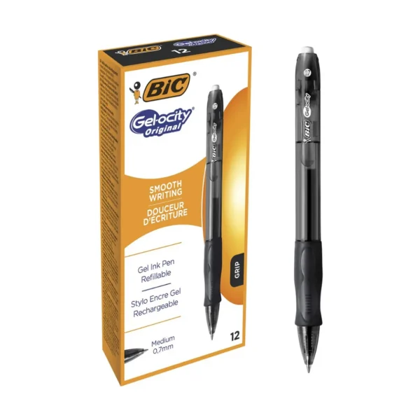BIC Gel-ocity Original Black Medium Gel Pen (Pack of 12)