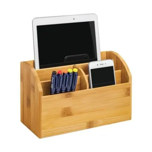 CEP Silva Bamboo Desk Tidy Woodgrain