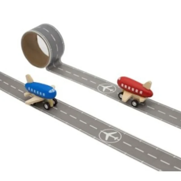 Children's Runway Play Tape & Wooden Toy Plane