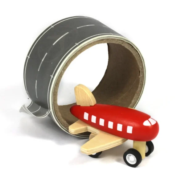 Children's Runway Play Tape & Wooden Toy Plane