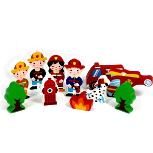 Chunky Wooden Small World Figures - Firefighter set of 11
