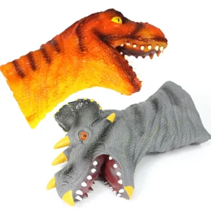 Durable Vinyl Dinosaur Hand Puppets - Set of 2 for Imaginative Play