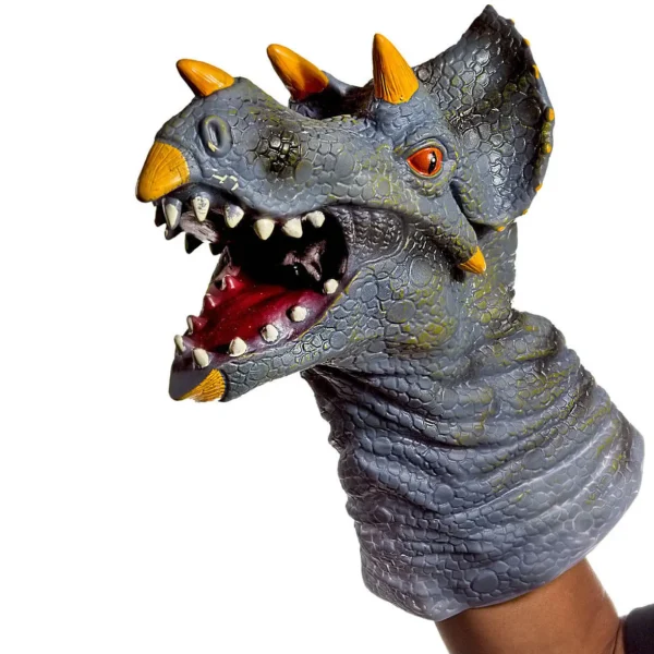 Durable Vinyl Dinosaur Hand Puppets - Set of 2 for Imaginative Play