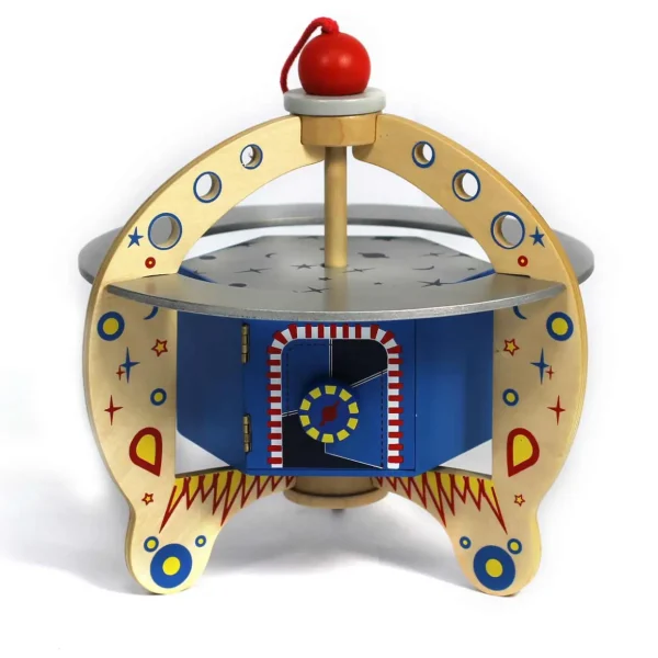Eco-Friendly Small World Wooden Space Station Playset for Galactic Adventures