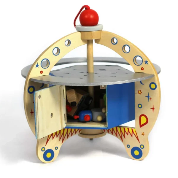 Eco-Friendly Small World Wooden Space Station Playset for Galactic Adventures