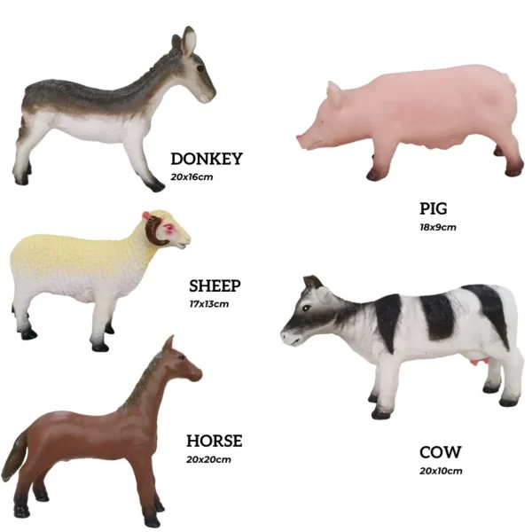 Farm Animal Toys For Small World Play - Set of 5