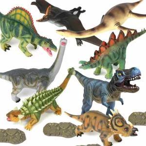 8 Jumbo Dinosaur Toys & Footprint Bundle