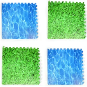 Large Interlocking Foam Play Mats - 2x Grass & 2x Water