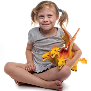 Large Yellow Three Headed Dragon Toy - 23-Inch