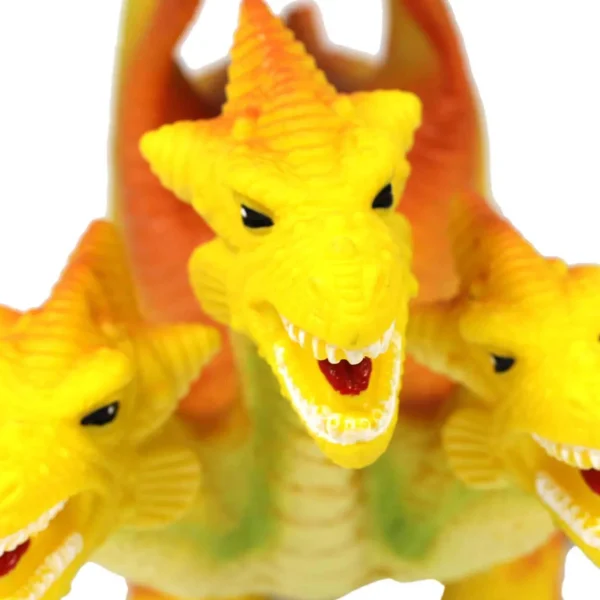 Large Yellow Three Headed Dragon Toy - 23-Inch