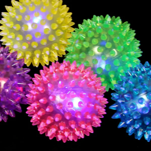Light Up Sensory Neon Spiky Balls - 5-Pack for Visual Stimulation & Play
