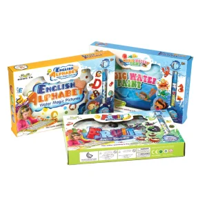 3PC Reusable Magic Water Colouring Books. Alphabet, Fruit & Ocean