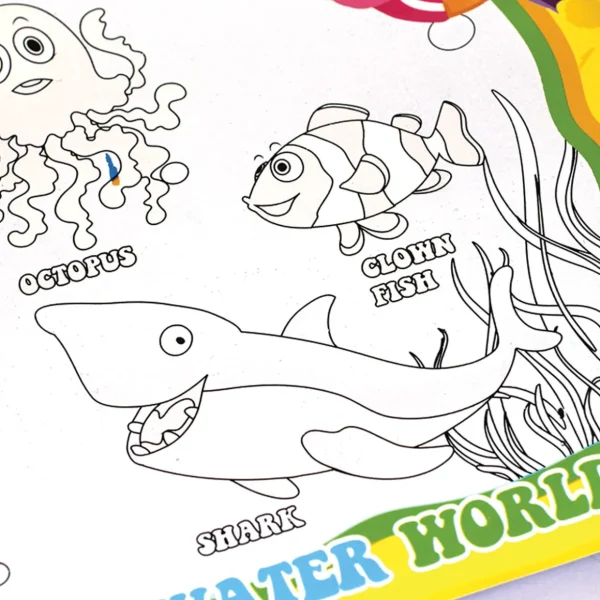 3PC Reusable Magic Water Colouring Books. Alphabet, Fruit & Ocean
