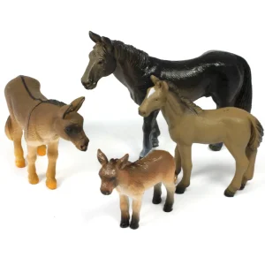4pc Small World Horse And Donkey Animal Bundle