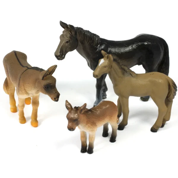 4pc Small World Horse And Donkey Animal Bundle