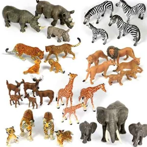 32pc Small World Safari Animals - Perfect for Early Learning and Creative Play