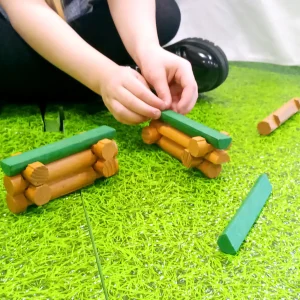90pc Wooden Forest Log Cabin Construction Set - Durable & Educational