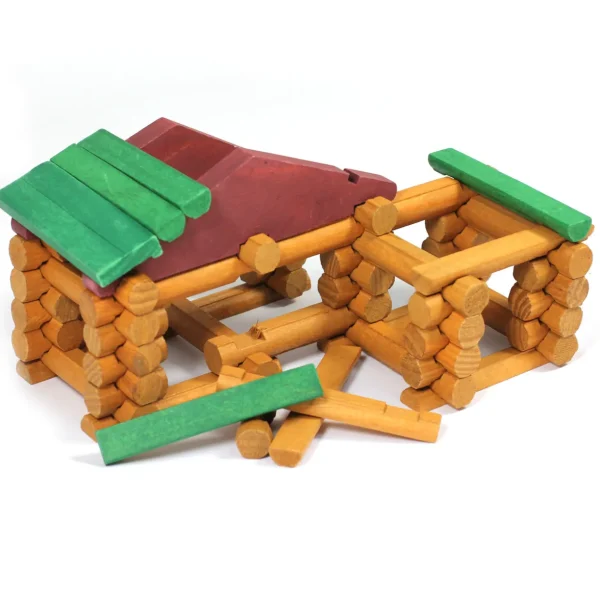 90pc Wooden Forest Log Cabin Construction Set - Durable & Educational