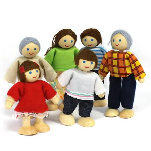 Poseable Small World Wooden Doll Figures - Set of 6