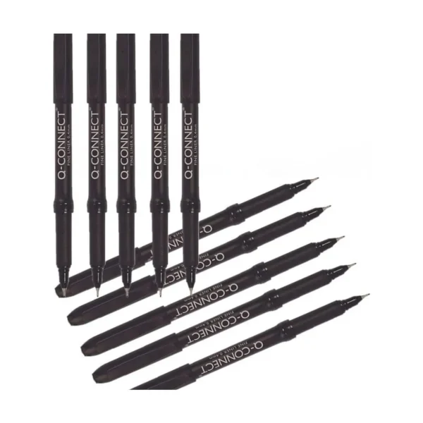 Q-Connect Black 0.4mm Fineliner Pen (Pack of 10)