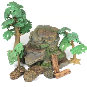 Realistic Small World Scenery, Rocks, Logs & Trees. 10pc
