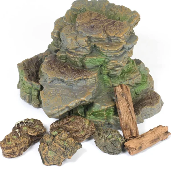 Realistic Small World Scenery, Rocks, Logs & Trees. 10pc
