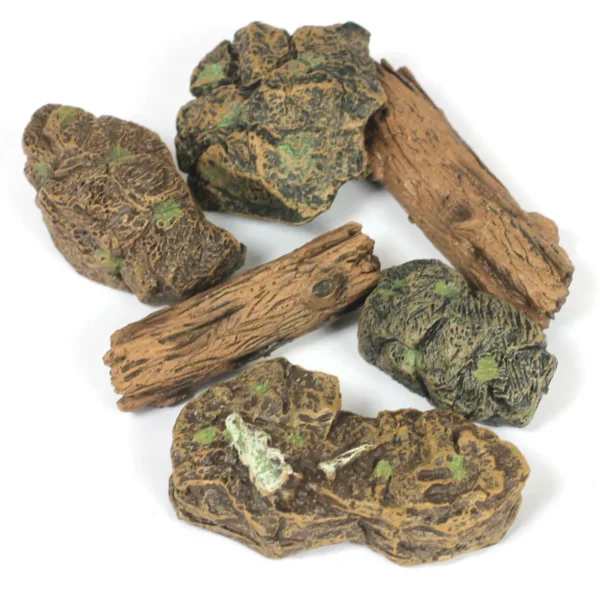 Realistic Small World Scenery, Rocks, Logs & Trees. 10pc
