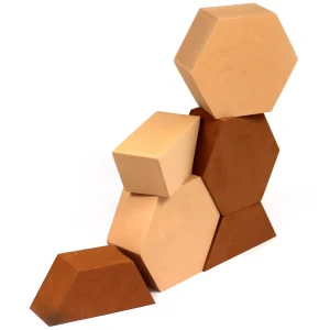 Red & Brown Hexagon Foam Building Blocks 24 Pack