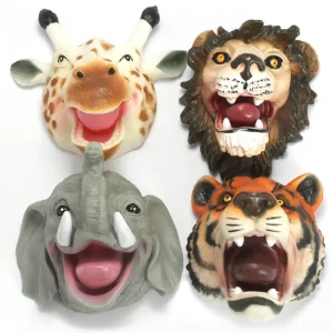 Safari Animal Hand Puppets Set of 4 for Imaginative Playtime