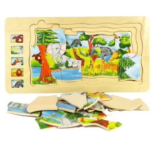 Safari Wooden Jigsaw Puzzle 5 Layers for Fun & Educational Play