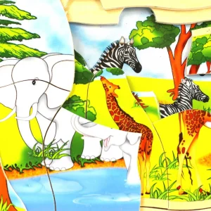 Safari Wooden Jigsaw Puzzle 5 Layers for Fun & Educational Play