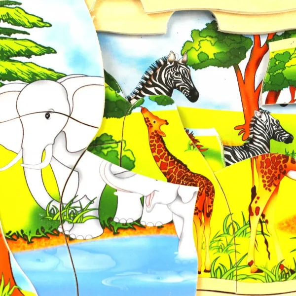 Safari Wooden Jigsaw Puzzle 5 Layers for Fun & Educational Play
