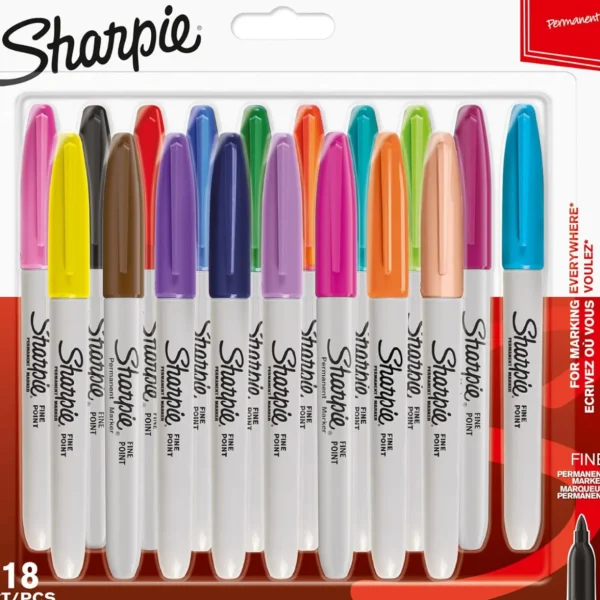 Sharpie Permanent Fine Markers Assorted Fun Colours (Pack 18)