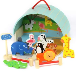 Small World Portable Wooden Zoo Playset