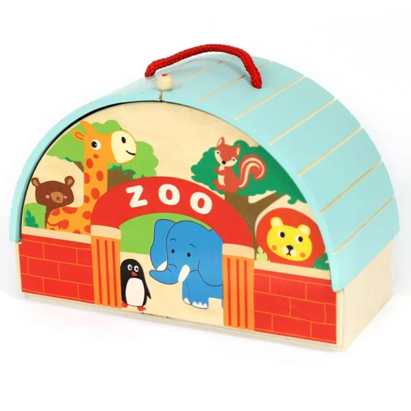 Small World Portable Wooden Zoo Playset