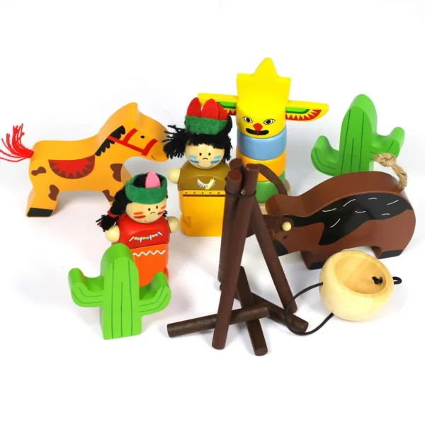 Small World Wooden Native Indian Teepee Playset