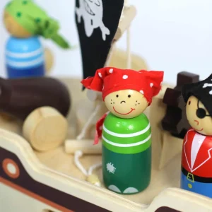 Small World Wooden Pirate Ship Playset with Figures & Accessories