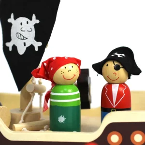 Small World Wooden Pirate Ship Playset with Figures & Accessories