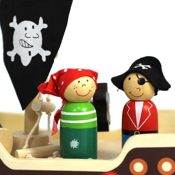 Small World Wooden Pirate Ship Playset with Figures & Accessories