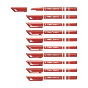 Stabilo Sensor F-tip Fineliner Pen Red (Pack of 10)