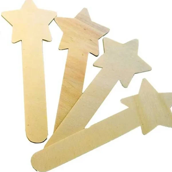 STAR SHAPED WOODEN CRAFT STICKS -10PK