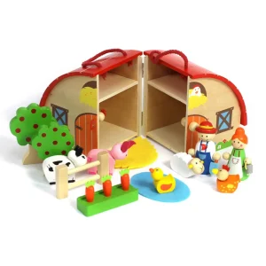 Wooden Farm Playset - Eco-Friendly, Portable, & Ready-to-Play
