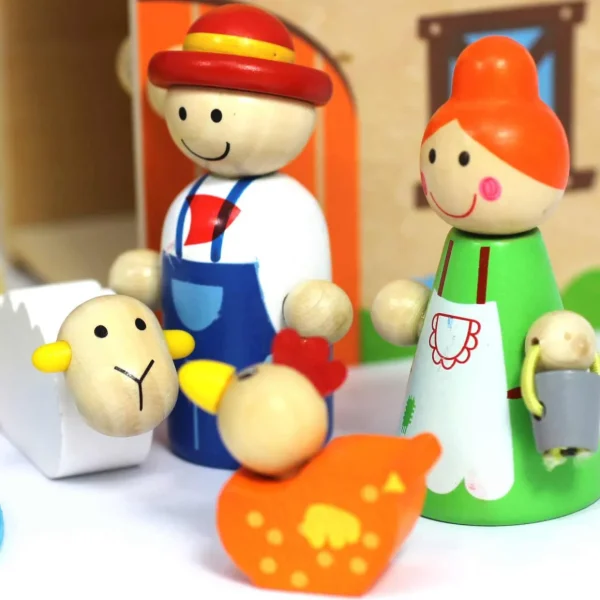 Wooden Farm Playset - Eco-Friendly, Portable, & Ready-to-Play