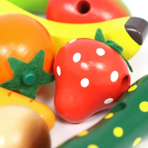 Wooden Fruit & Veg Threading & Lacing Set - 24PCS