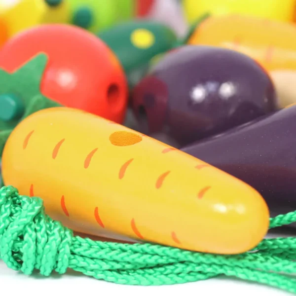 Wooden Fruit & Veg Threading & Lacing Set - 24PCS