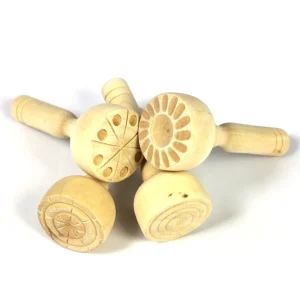 Wooden Pattern Stampers Set Of 4